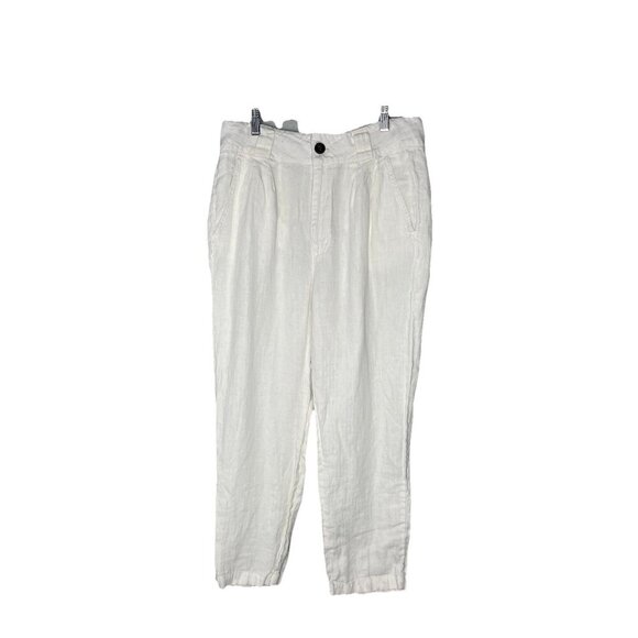 Sundance Straight Leg 100% Linen Pants With Pockets 8 Pleated Ankle High-Rise - Picture 1 of 3